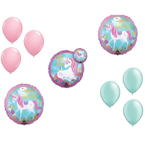 Loonballoon Unicron Theme Balloon Set, 18 inch HOLOGRAPHIC MAGICAL UNICORN Balloons and 6x latex balllons 86115